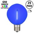 Blue LED G50 Plastic Filament LED Globe Bulbs - 25pk