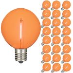 Orange LED G50 Plastic Filament LED Globe Bulbs - 25pk