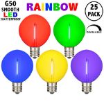 Rainbow Color LED G50 Plastic Filament LED Globe Bulbs - 25pk