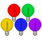 Rainbow Color LED G50 Plastic Filament LED Globe Bulbs - 25pk