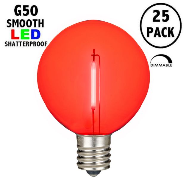Red LED G50 Plastic Filament Globe Bulbs - Novelty LightsNovelty Red LED G50 Plastic Filament Globe Bulbs - Novelty LightsNovelty