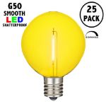 Yellow LED G50 Plastic Filament LED Globe Bulbs - 25pk