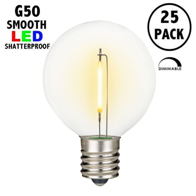 Warm White LED G50 Plastic Filament LED Globe Bulbs - 25pk