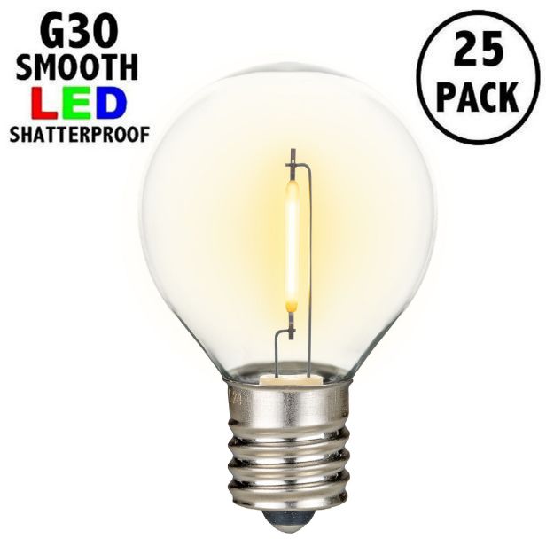 Warm White - G30 - LED Filament Plastic Globe Bulbs - 25 Pack
