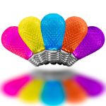 Modern Multi Color Diamond Faceted S14 LED Medium Base - 25pk