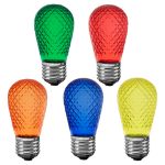 Multi Color Diamond Faceted S14 LED Medium Base - 25pk