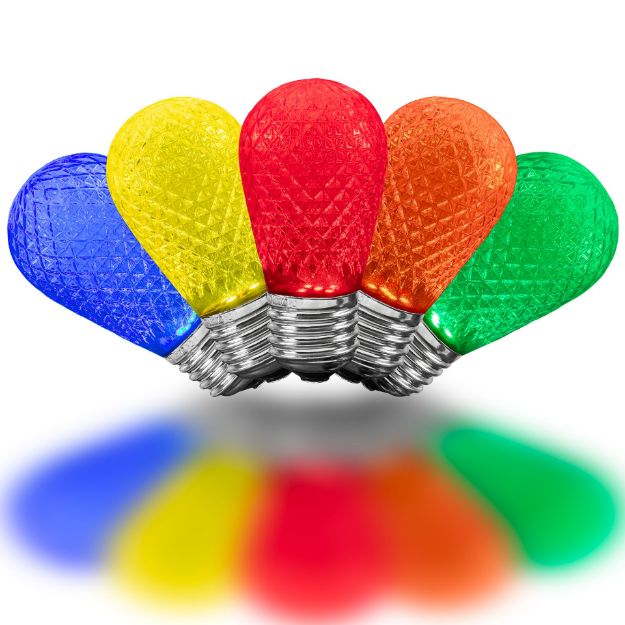 Multi Color Diamond Faceted S14 LED Medium Base 25pk - Novelty Lights ...