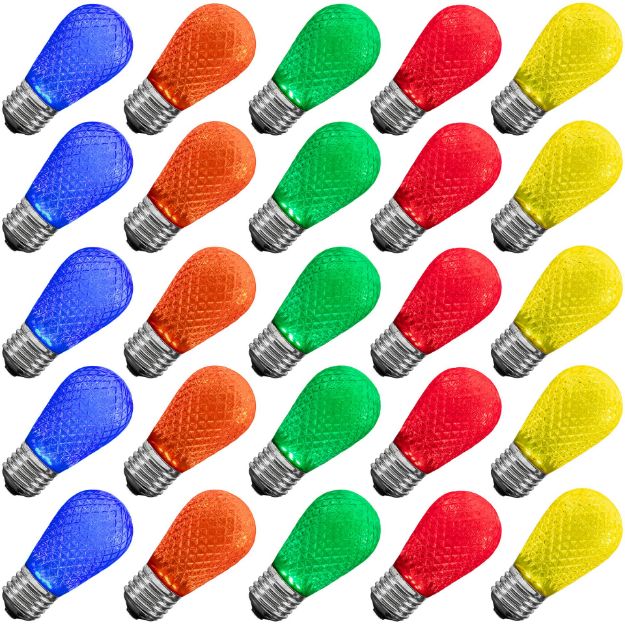 Multi Color Diamond Faceted S14 LED Medium Base 25pk - Novelty Lights ...