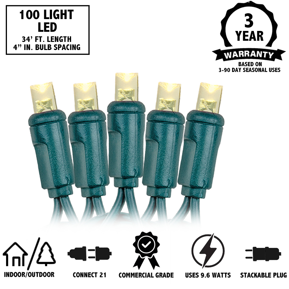 100 Light LED Christmas Mini Light Set, Patio Light, Warm White, Green Wire, 34’ - Bild 10 von 66