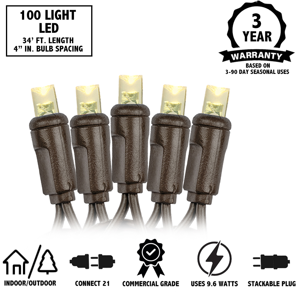 100 Light LED Christmas Mini Light Set, Patio Light, Warm White, Brown Wire, 34’ - Bild 5 von 39