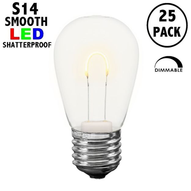 Warm White S14 U-Shaped LED Plastic Flex Filament Replacement Bulbs 25 Pack