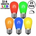 Multi Colored S14 U-Shaped LED Plastic Flex Filament Replacement Bulbs 25 Pack