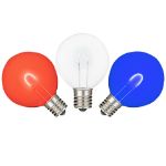 Red/White/Blue G50 U-Shaped LED Glass Flex Filament Replacement Bulbs 25 Pack