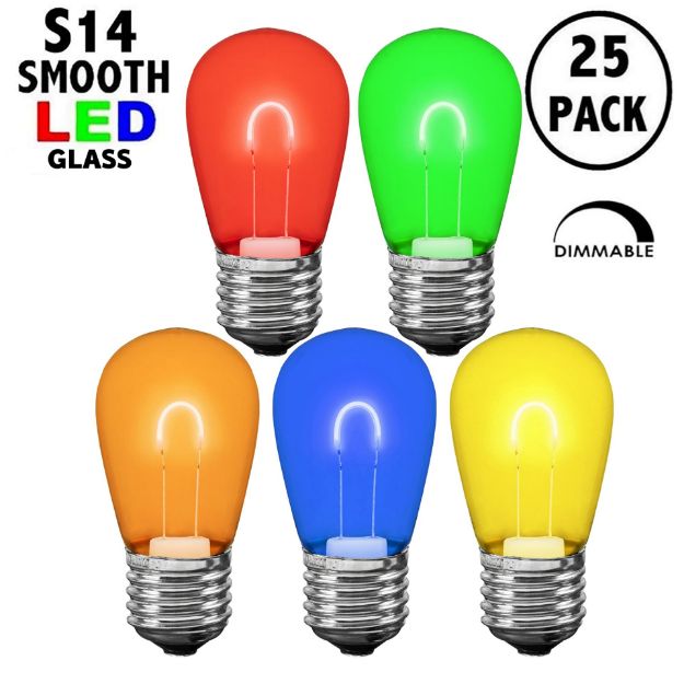 LED Glass Flex Filament multi colored S14 Replacement Christmas