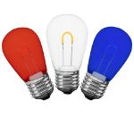 Red/White/Blue S14 U-Shaped LED Glass Flex Filament Replacement Bulbs 25 Pack
