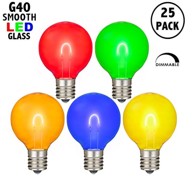 Multi Colored G40 U-Shaped LED Glass Flex Filament Replacement Bulbs 25 Pack