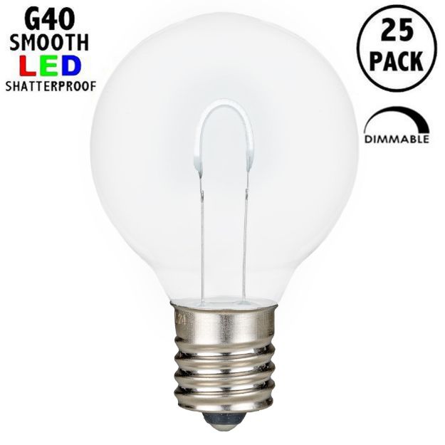 Pure White G40 U-Shaped LED Plastic Flex Filament Replacement Bulbs 25 Pack