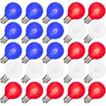 Red/White/Blue G40 U-Shaped LED Plastic Flex Filament Replacement Bulbs 25 Pack