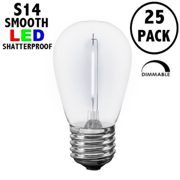 Pure White LED S14 Bulbs with Filament LED - Novelty Lights IncNovelty ...