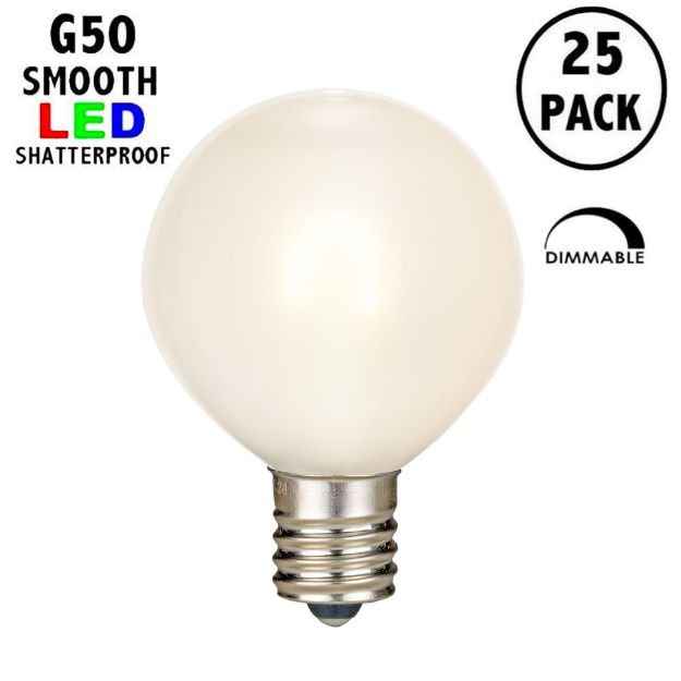 Warm White Satin G50 U-Shaped LED Plastic Flex Filament Replacement Bulbs 25 Pack