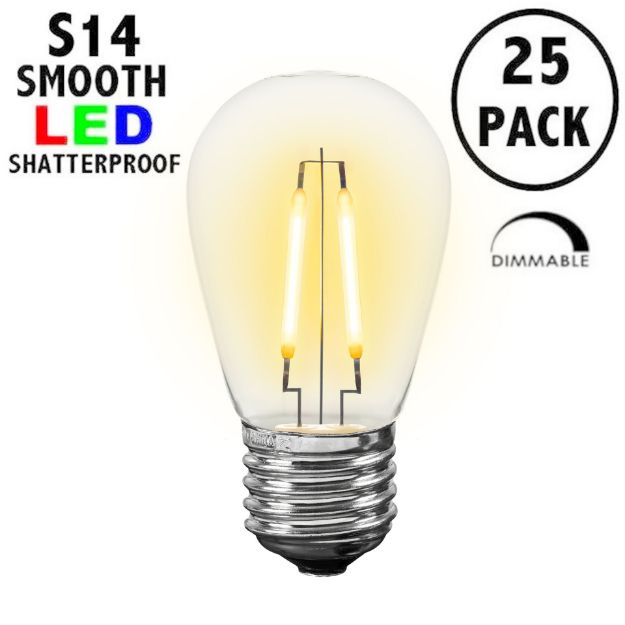 Dual Filament Warm White S14 LED Plastic Medium Base e26 Bulbs  - 25pk