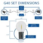 25 LED Filament G40 Globe String Light Set with Warm White Bulbs on Brown Wire