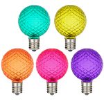 Modern Multi Color Diamond Faceted LED G40 Globe Bulbs - 25pk