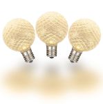 Warm White Diamond Faceted LED G40 Globe Bulbs - 25pk