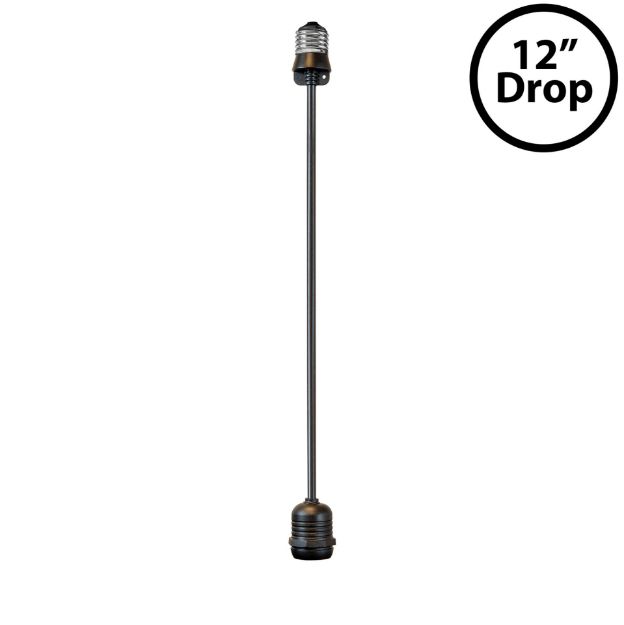12" Medium Base (E26) Socket Extender (Drop) – Black