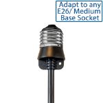 12" Medium Base (E26) Socket Extender (Drop) – Black