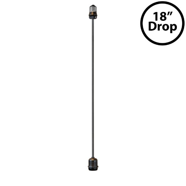 18" Medium Base (E26) Socket Extender (Drop)– Black