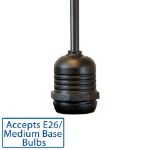 18" Medium Base (E26) Socket Extender (Drop)– Black
