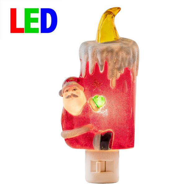 Christmas Night Light - Santa w/Candle - Swivel Plug w/LED Bulb