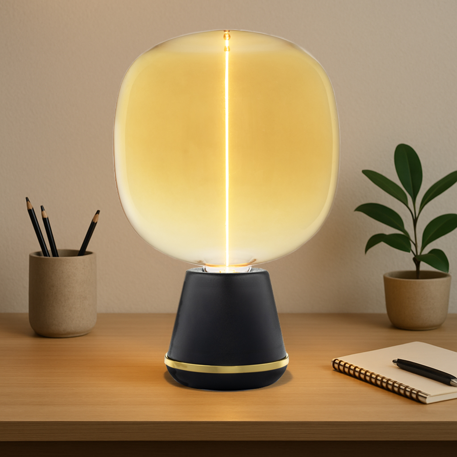 Gold bulb in lamp