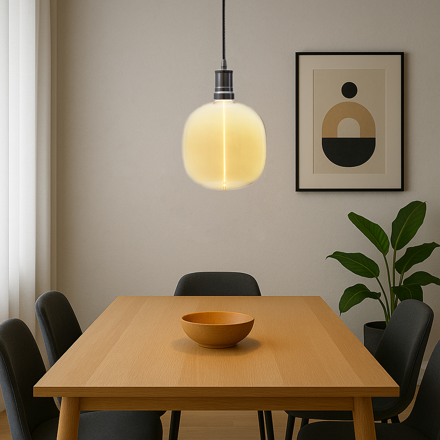 Gold bulb in pendant