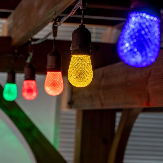 Multi Color Diamond Faceted S14 LED Medium Base 25pk - Novelty Lights ...