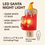 Christmas Night Light - Santa w/Candle - Swivel Plug w/LED Bulb