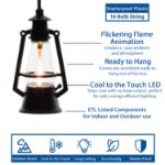 10 Light LED Flicker Flame Oil Lamp String Set 20ft - Black Wire
