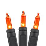 Non Connectable Amber/Orange Black Wire Mini Lights 20 Light 8.5'