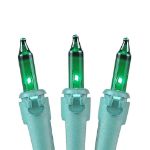 Green 50 Light 25' Long Green Wire Christmas Mini Lights