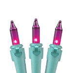 Purple Christmas Mini Lights 100 Light 50 Feet Long on Green Wire
