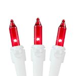Red Christmas Mini Lights 100 Light 50 Feet Long on White Wire