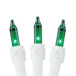 Green Christmas Mini Lights 100 Light 50 Feet Long on White Wire