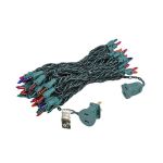 35 Light 17' Long Green Wire Multi Color Christmas Mini Lights