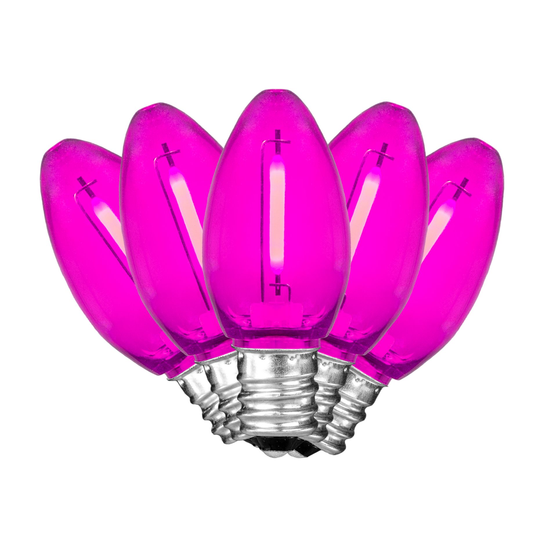 Pink LED Plastic Filament C7 Replacement Christmas Bulbs Novelty Lights ...