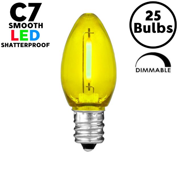 Yellow C7 LED Plastic Filament Replacement Bulbs 25 Pack