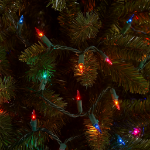 Multi Christmas Mini Lights 100 Light 50 Feet Long on Green Wire