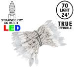 *NEW* True Twinkle® Pure White 70 LED C6 Strawberry Mini Lights Commercial Grade on White Wire
