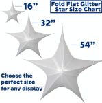 16" Fold Flat Star w/Metallic Mesh Fabric - White