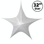 32" Fold Flat Star w/Metallic Mesh Fabric - White